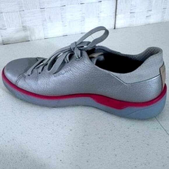 "ECCO" Women's,Golf Tray‎ Hydromax,Spikeless Shoes,Metallic Silver Orange Sz 38 - Picture 5 of 9